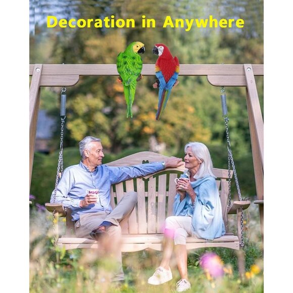 2Pcs Realistic Parrot With Palm Tree Jungle Garden Statues for Pool Hawaiian - Picture 7 of 7